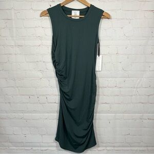 Sarah Liller SLSF Dress Womens Size Small Green Ruched Tank Midi Stretch NEW